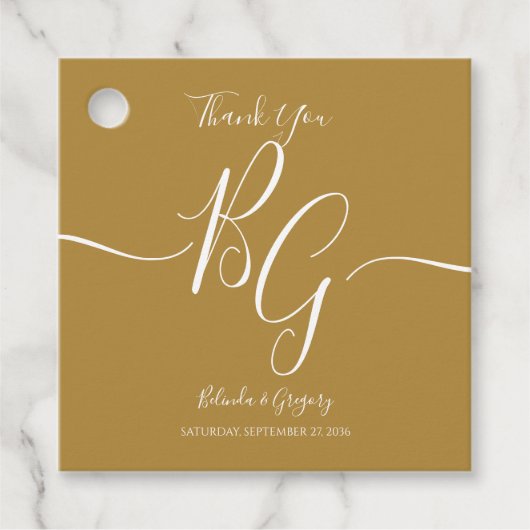 Einfache Elegante Goldene Initialen Hochzeitsgesch Geschenkanhänger (Vorderseite)