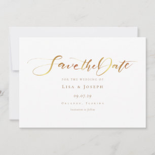 Einfache elegante goldene Kalligrafieschrift Save The Date