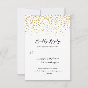 Einfache elegante goldene Konfetti-Hochzeitsantwor RSVP Karte
