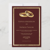 Einfache, elegante goldene Ringe Hochzeit Einladung (Vorderseite)