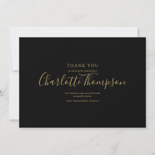 Einfache elegante goldene Schrift Memorial Trauerf Dankeskarte