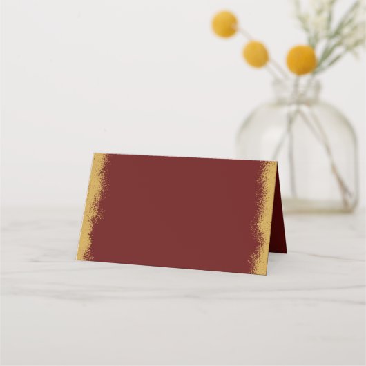 Einfache, elegante, goldfarbene Edge Red Platzkart Platzkarte (Vorderseite)