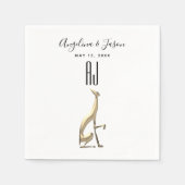 Einfache elegante Goldhunde Schwarz-Weiß-Hochzeit Serviette (Vorderseite)