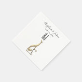 Einfache elegante Goldhunde Schwarz-Weiß-Hochzeit Serviette (Ecke)