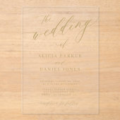 Einfache, elegante Goldkalligraphie Acryleinladungen (Vorderseite)