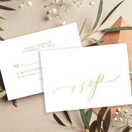 Einfache, elegante Goldkalligraphie-Hochzeit RSVP Karte