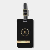 Einfache elegante Goldmetall-mit Monogramm Bezeich Gepäckanhänger (Vorderseite vertikal)