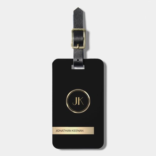 Einfache elegante Goldmetall-mit Monogramm Bezeich Gepäckanhänger (Vorderseite vertikal)