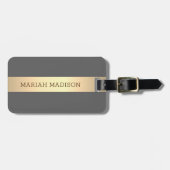 Einfache elegante Goldmetall-mit Monogramm Bezeich Gepäckanhänger (Vorderseite horizontal)