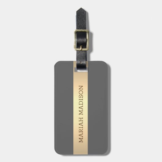 Einfache elegante Goldmetall-mit Monogramm Bezeich Gepäckanhänger (Vorderseite vertikal)