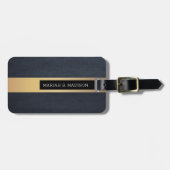 Einfache elegante Goldmetall-mit Monogramm Bezeich Gepäckanhänger (Vorderseite horizontal)
