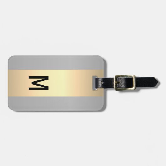 Einfache elegante Goldmetall-mit Monogramm Bezeich Gepäckanhänger (Vorderseite horizontal)