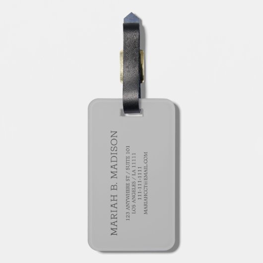 Einfache elegante Goldmetall-mit Monogramm Bezeich Gepäckanhänger (Rückseite vertikal)