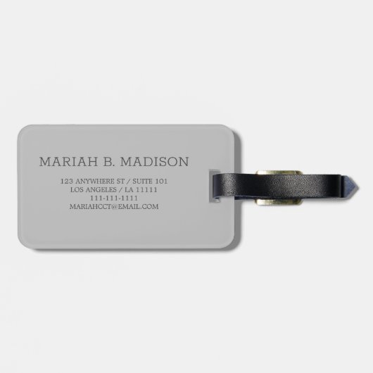 Einfache elegante Goldmetall-mit Monogramm Bezeich Gepäckanhänger (Rückseite horizontal)