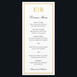 Einfache elegante Goldmonogramm-Hochzeit Menükarte<br><div class="desc">Elegantes Hochzeitsmenü mit Monogramm und einer Grenze in Imitat Gold. Die Header und Ihre Namen sind in Kalligraphie. Diese einfachen und klassischen Hochzeitsmenüs sind ideal für eine formelle Hochzeit.</div>