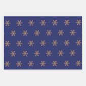 Einfache, elegante Goldschneeflocken blauen Weihna Geschenkpapier Set (Vorderseite 2)