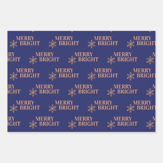 Einfache, elegante Goldschneeflocken blauen Weihna Geschenkpapier Set (Vorderseite)