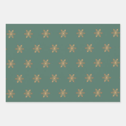 Einfache, elegante Goldschneeflocken Weihnachten Geschenkpapier Set (Vorderseite 3)
