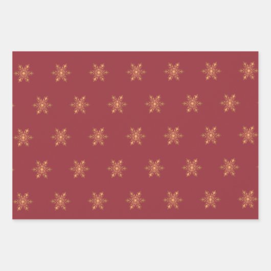 Einfache, elegante Goldschneeflocken Weihnachten Geschenkpapier Set (Vorderseite 2)