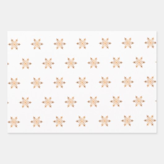 Einfache, elegante Goldschneeflocken Weihnachten Geschenkpapier Set (Vorderseite)