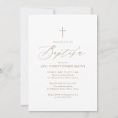 Einfache elegante Goldtypografie-Kreuztaufe Einladung (Vorderseite)