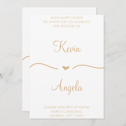 Einfache elegante Goldwochenende Einladung (Vorne/Hinten)