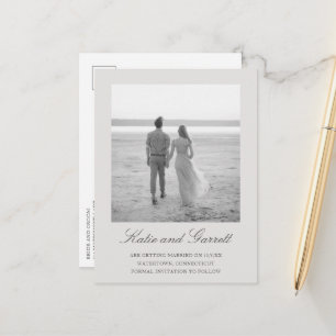 Einfache elegante graue Hochzeit - Merkt Euch den Ankündigungspostkarte