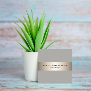 Einfache, elegante, graue Imitate Kupferstreifen-B Quadratische Visitenkarte