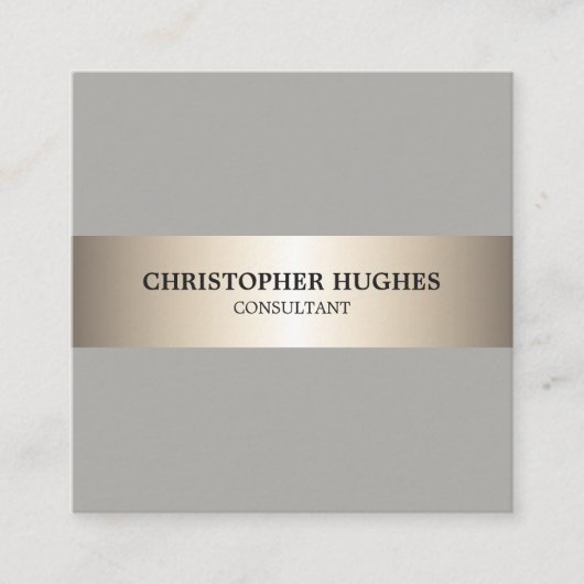 Einfache, elegante, graue Imitate Kupferstreifen-B Quadratische Visitenkarte (Vorderseite)