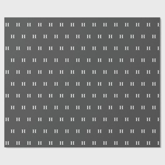 Einfache, elegante, graue Monogramm Mit Monogramm Geschenkpapier (Flach)