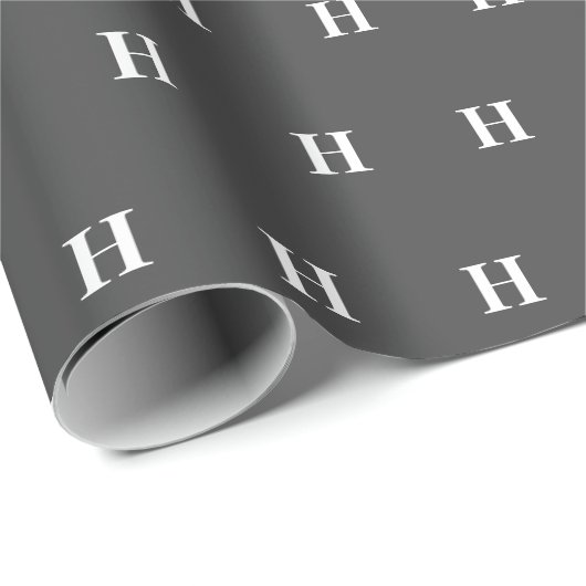 Einfache, elegante, graue Monogramm Mit Monogramm Geschenkpapier (Rolleneckpunkt)