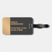 Einfache elegante Gray Gold Monogram Gepäckanhänger (Rückseite horizontal)