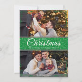 Einfache Elegante Green Frame 2 Foto Weihnachten (Vorderseite)