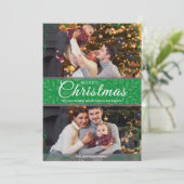 Einfache Elegante Green Frame 2 Foto Weihnachten (Stehend Vorderseite)