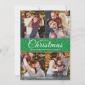 Einfache Elegante Green Frame 4 Foto Weihnachten (Vorderseite)