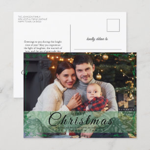 Einfache Elegante Green Frame Foto Weihnachtsfeier Feiertagspostkarte