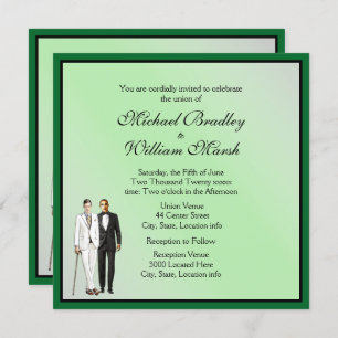 Einfache Elegante Green Gay Wedding Einladung
