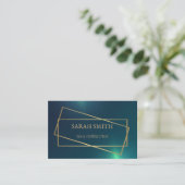 Einfache Elegante Green Golden Yoga Instruktor Visitenkarte (Stehend Vorderseite)