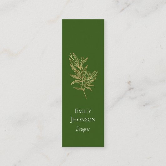 Einfache elegante Green Mini Business Card Mini Visitenkarte (Vorderseite)