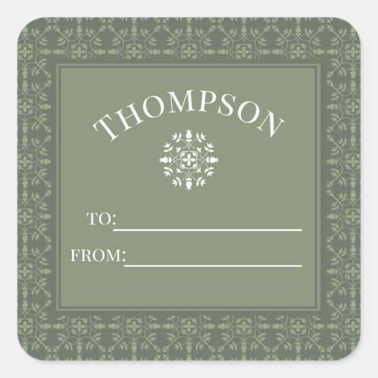 Einfache Elegante Green Snowflake Klassische Weihn Quadratischer Aufkleber (Vorderseite)