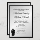 Einfache Elegante Groom und Gay Gay Silver Wedding Einladung (Vorne/Hinten)