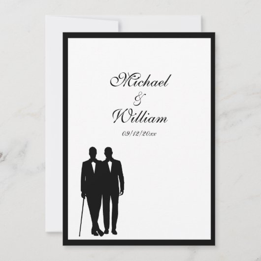 Einfache Elegante Groom und Groom Gay Wedding Einladung (Rückseite)