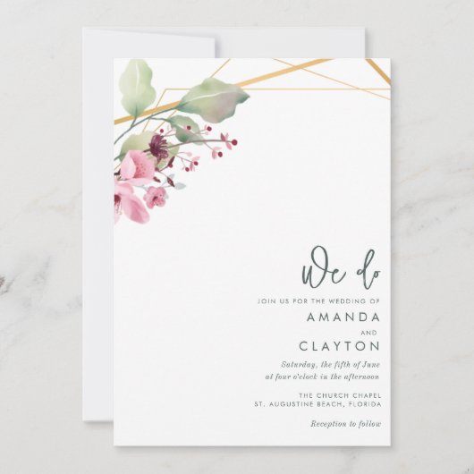 Einfache Elegante Grüne Hochzeit Einladung (Vorderseite)