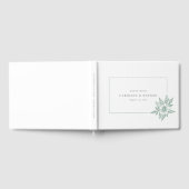 Einfache Elegante Grüne Hochzeit mit floraler Münz Gästebuch (Voll)