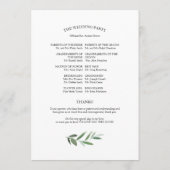 Einfache elegante grüne Hochzeitsprogramme Programm (Rückseite)