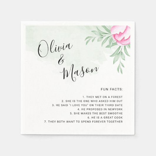 Einfache Elegante Grüne Rose Serviette (Vorderseite)