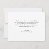 Einfache Elegante Grüne Rustikale Eukalyptus Weddi Dankeskarte (Rückseite)