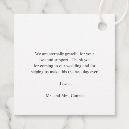 Einfache Elegante Grüne Rustikale Eukalyptus Weddi Geschenkanhänger (Rückseite)