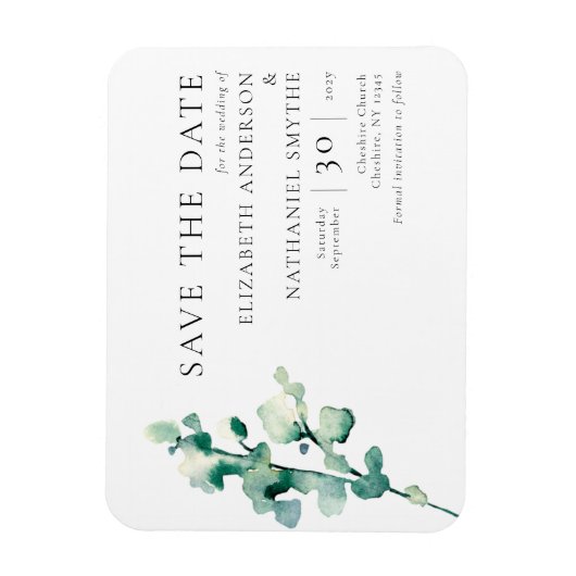 Einfache Elegante Grüne Save the Date Hochzeit Magnet (Vertikal)