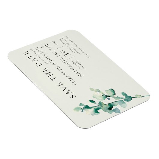 Einfache Elegante Grüne Save the Date Hochzeit Magnet (Rechte Seite)